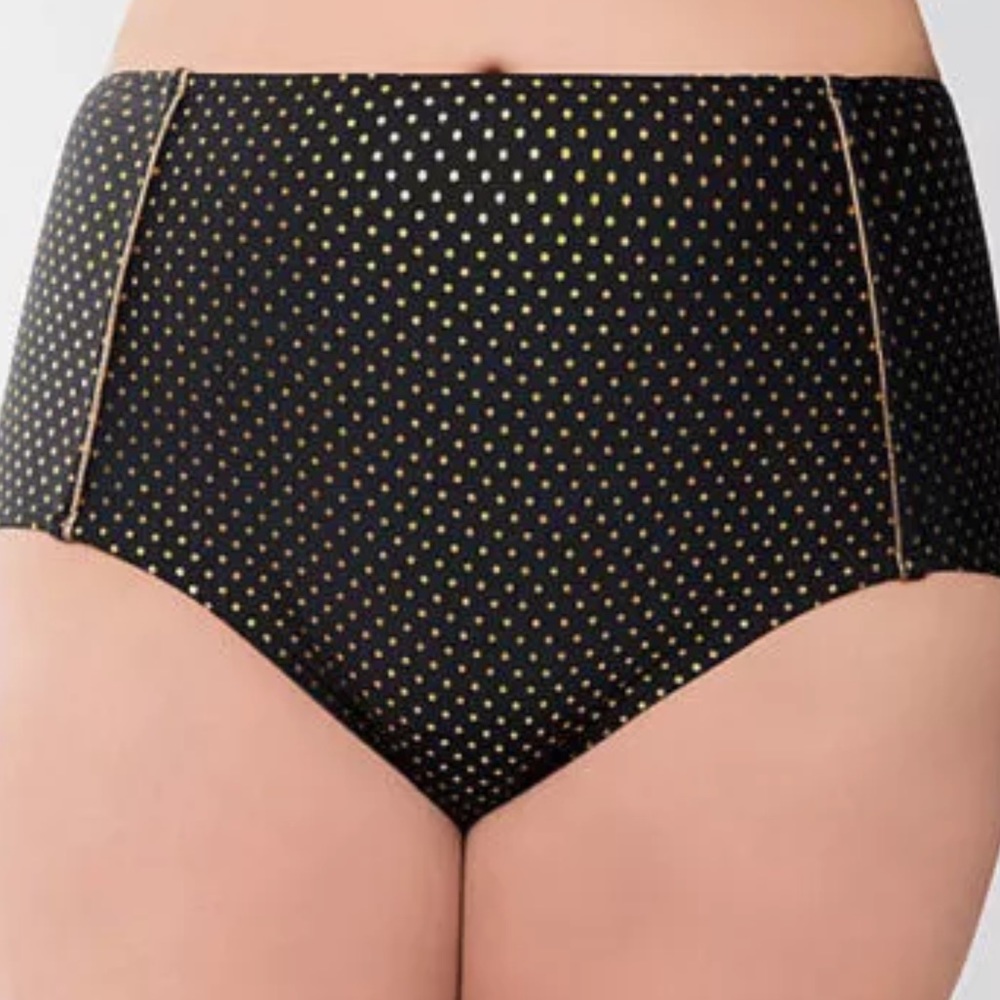 A01-24 Black Gold Dot Shimmer Swimwear Bottom